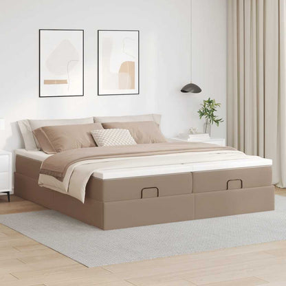 Cadre de lit ottoman et matelas cappuccino 180x200cm similicuir