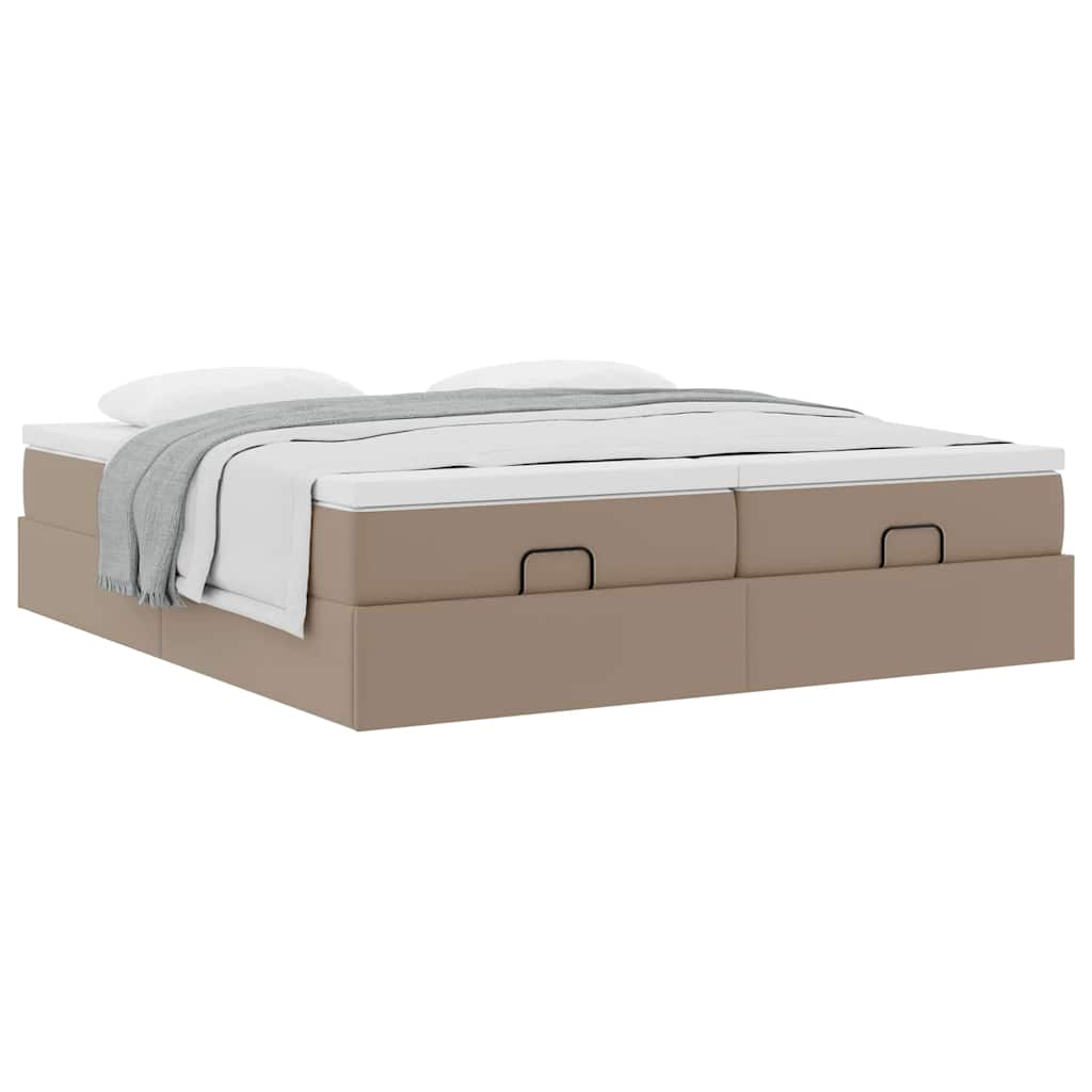 Cadre de lit ottoman et matelas cappuccino 180x200cm similicuir