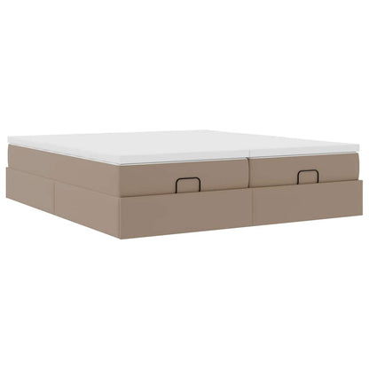 Cadre de lit ottoman et matelas cappuccino 180x200cm similicuir