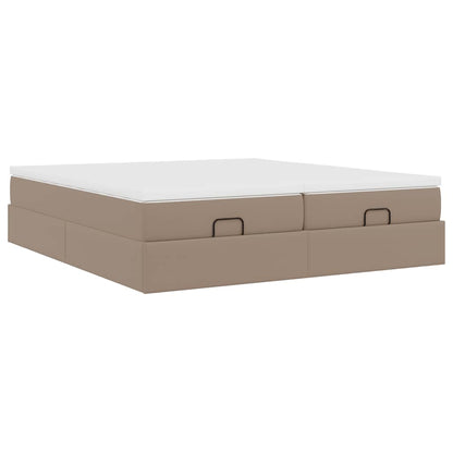 Cadre de lit ottoman et matelas cappuccino 180x200cm similicuir