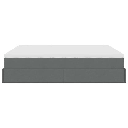 Cadre de lit ottoman avec matelas gris foncé 180x200cm tissu