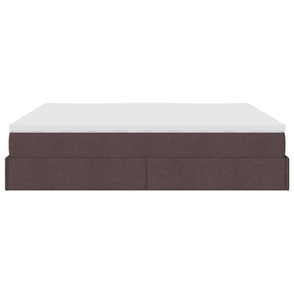 Cadre de lit ottoman avec matelas marron foncé 180x200 cm tissu