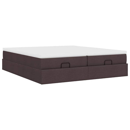 Cadre de lit ottoman avec matelas marron foncé 180x200 cm tissu