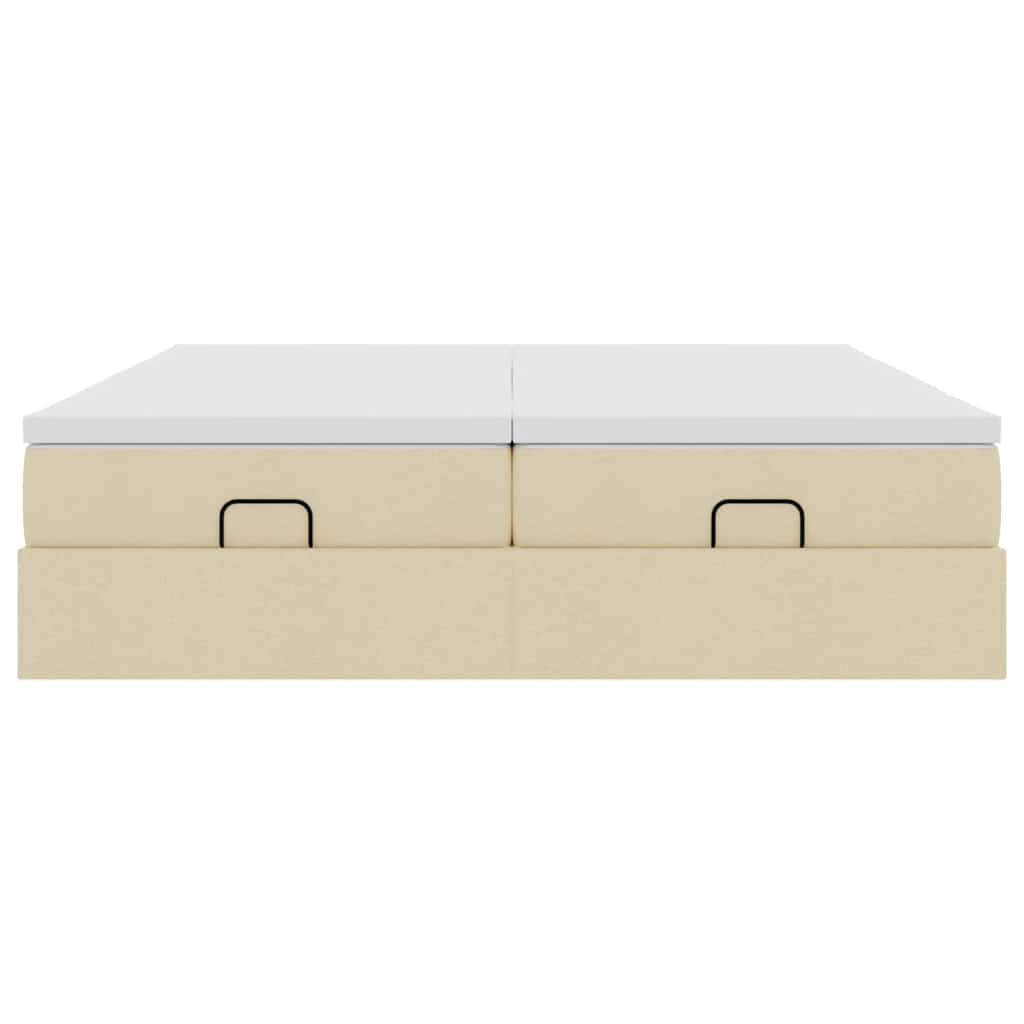 Cadre de lit ottoman avec matelas crème 180x200 cm tissu