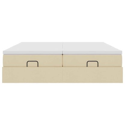 Cadre de lit ottoman avec matelas crème 180x200 cm tissu