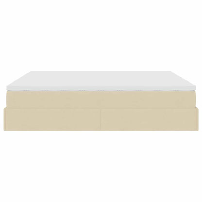 Cadre de lit ottoman avec matelas crème 180x200 cm tissu