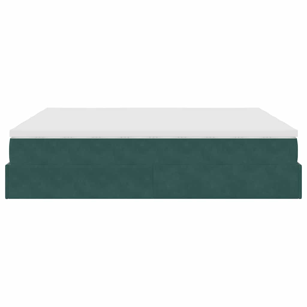 Cadre de lit ottoman avec matelas vert foncé 180x200cm velours