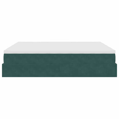 Cadre de lit ottoman avec matelas vert foncé 180x200cm velours