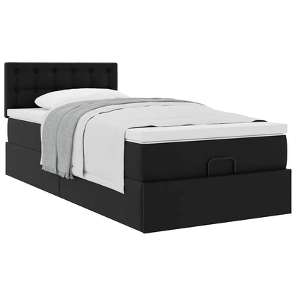 Lit ottoman avec matelas noir 90x200 cm similicuir