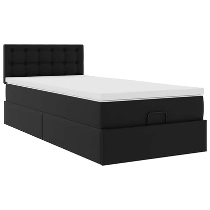 Lit ottoman avec matelas noir 90x200 cm similicuir