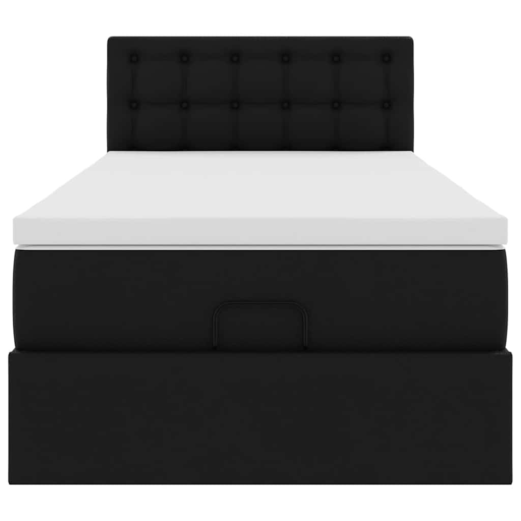 Lit ottoman avec matelas noir 90x200 cm similicuir