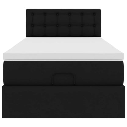 Lit ottoman avec matelas noir 90x200 cm similicuir