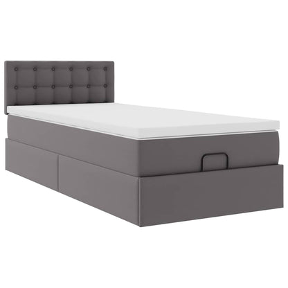 Lit ottoman avec matelas gris 90x200 cm similicuir