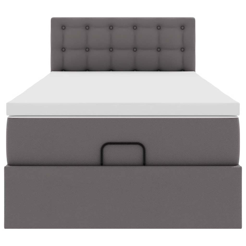 Lit ottoman avec matelas gris 90x200 cm similicuir