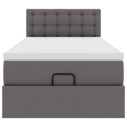 Lit ottoman avec matelas gris 90x200 cm similicuir