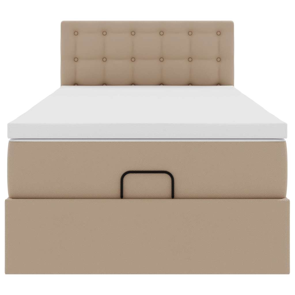 Lit ottoman et matelas cappuccino 90x200 cm similicuir