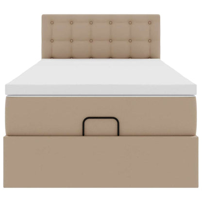 Lit ottoman et matelas cappuccino 90x200 cm similicuir