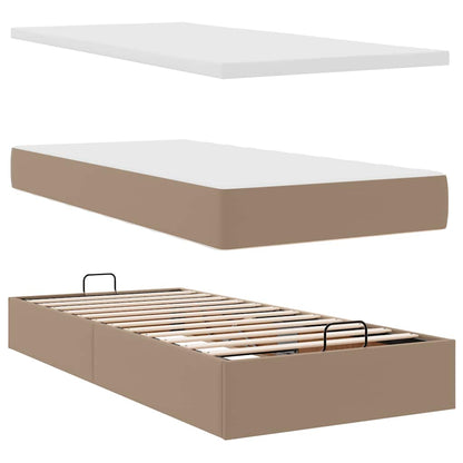 Lit ottoman et matelas cappuccino 90x200 cm similicuir