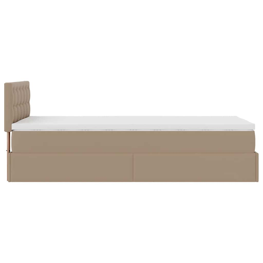 Lit ottoman et matelas cappuccino 90x200 cm similicuir