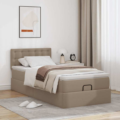 Lit ottoman et matelas cappuccino 90x200 cm similicuir