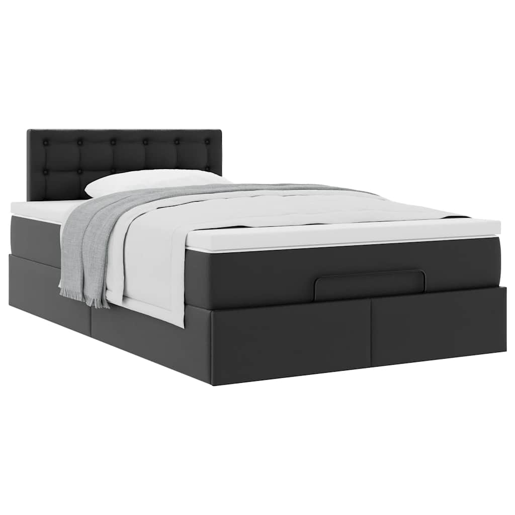 Cadre de lit ottoman avec matelas noir 120x190 cm similicuir