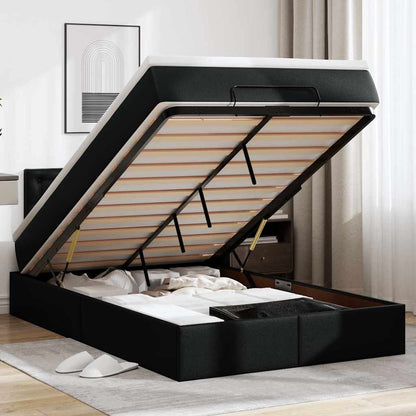 Cadre de lit ottoman avec matelas noir 120x190 cm similicuir