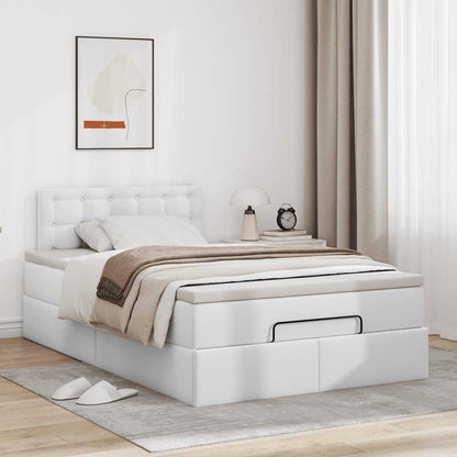 Cadre de lit ottoman avec matelas blanc 120x190 cm similicuir