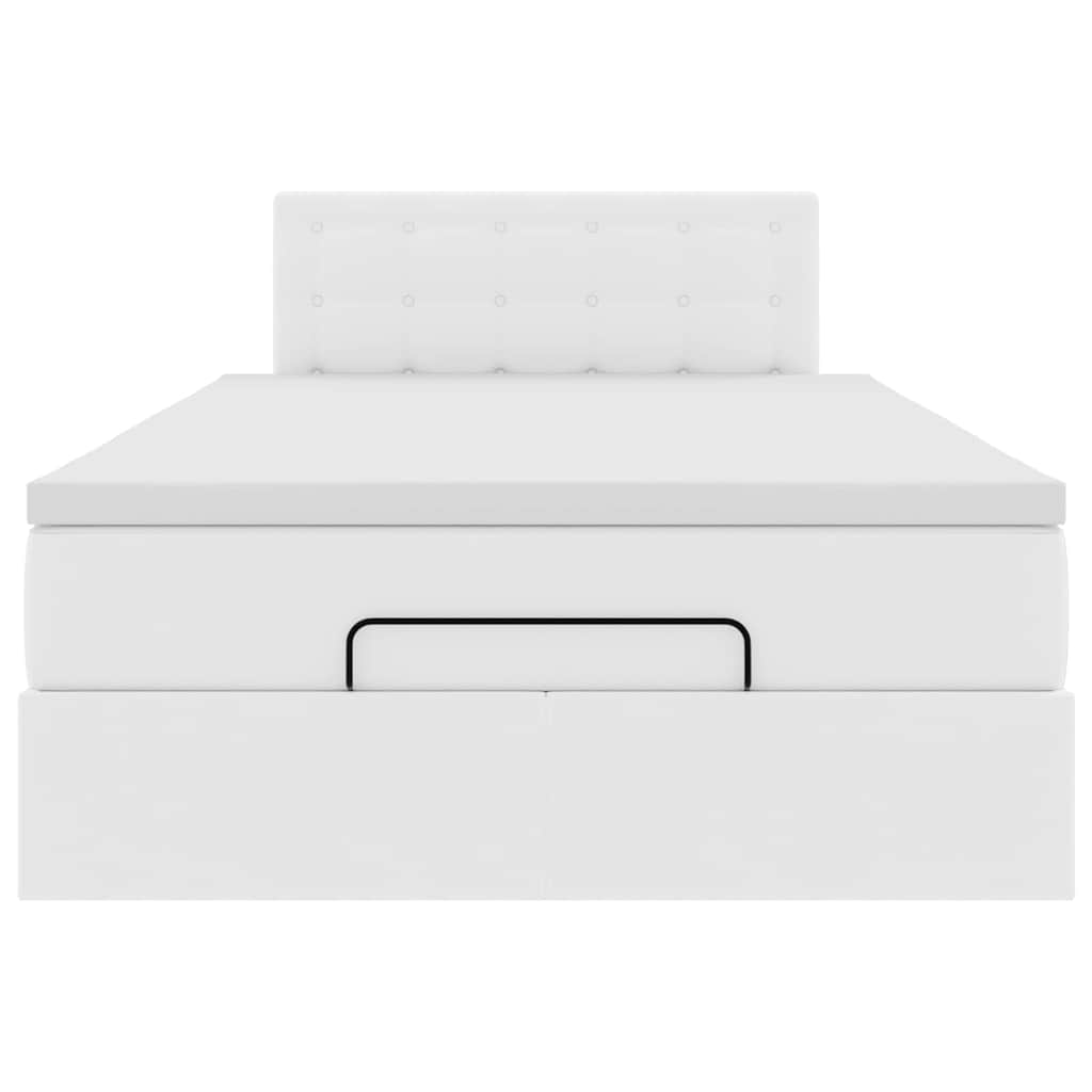 Cadre de lit ottoman avec matelas blanc 120x190 cm similicuir