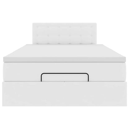 Cadre de lit ottoman avec matelas blanc 120x190 cm similicuir