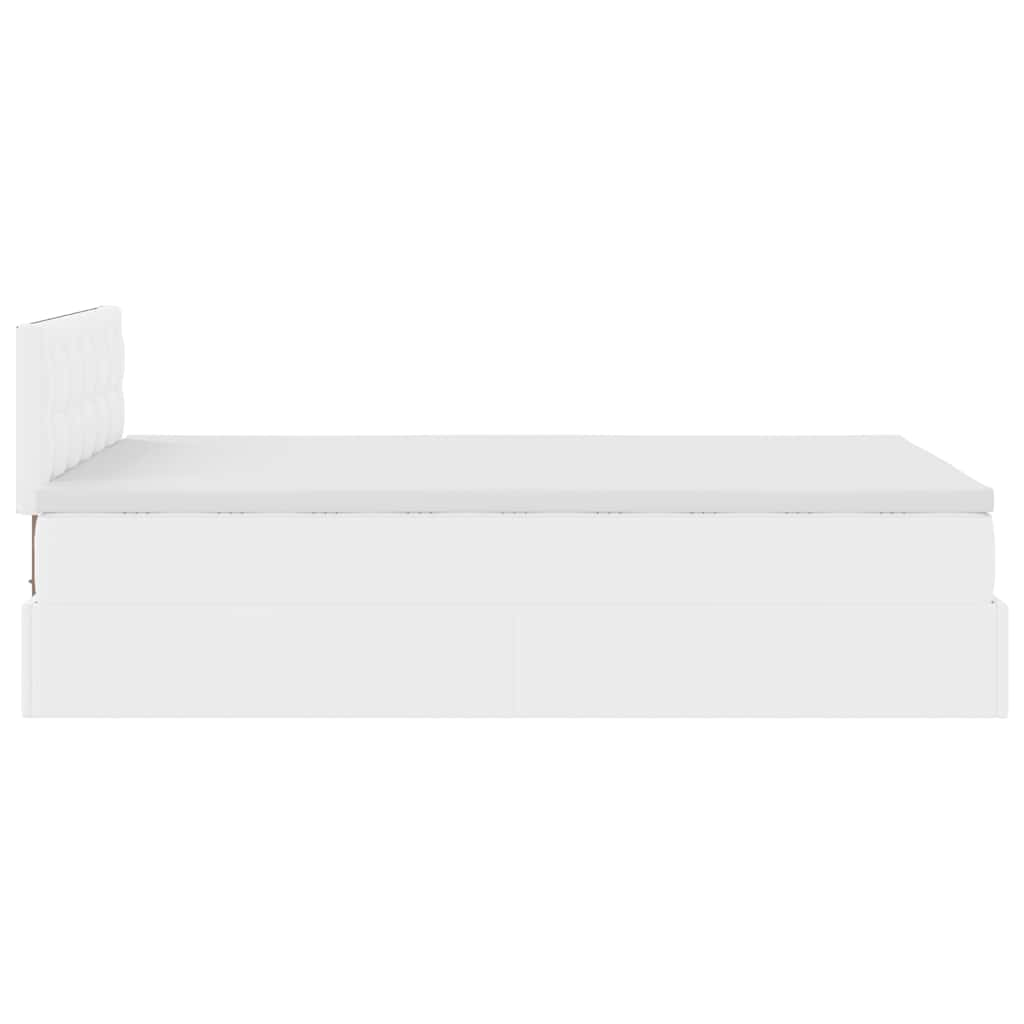 Cadre de lit ottoman avec matelas blanc 120x190 cm similicuir