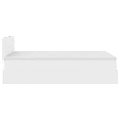 Cadre de lit ottoman avec matelas blanc 120x190 cm similicuir