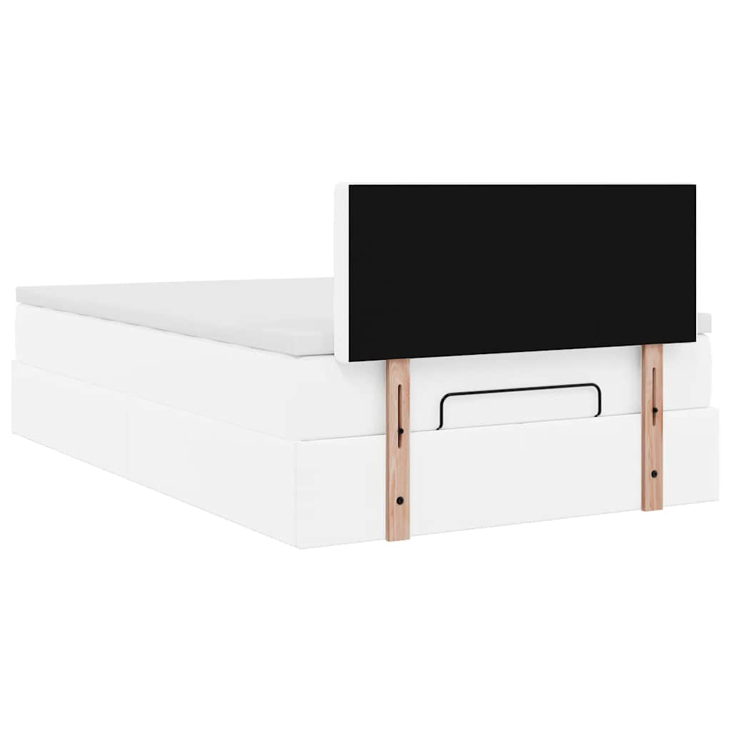 Cadre de lit ottoman avec matelas blanc 120x190 cm similicuir