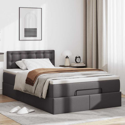 Cadre de lit ottoman avec matelas gris 120x190 cm similicuir