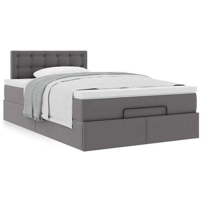 Cadre de lit ottoman avec matelas gris 120x190 cm similicuir