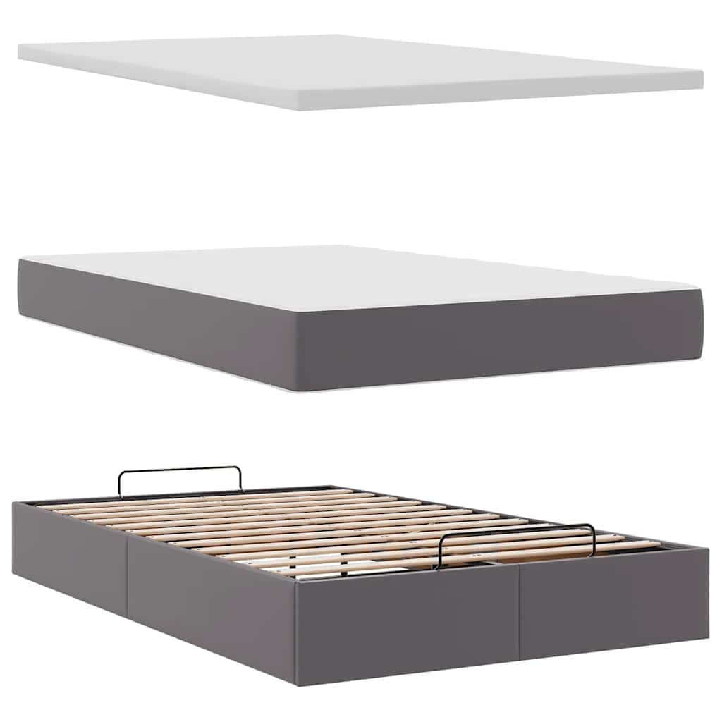 Cadre de lit ottoman avec matelas gris 120x190 cm similicuir