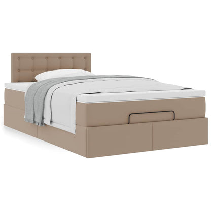 Cadre de lit ottoman et matelas cappuccino 120x190cm similicuir