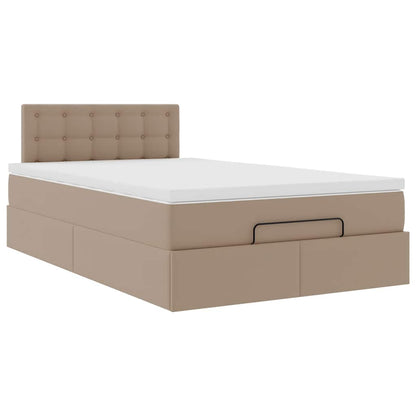 Cadre de lit ottoman et matelas cappuccino 120x190cm similicuir