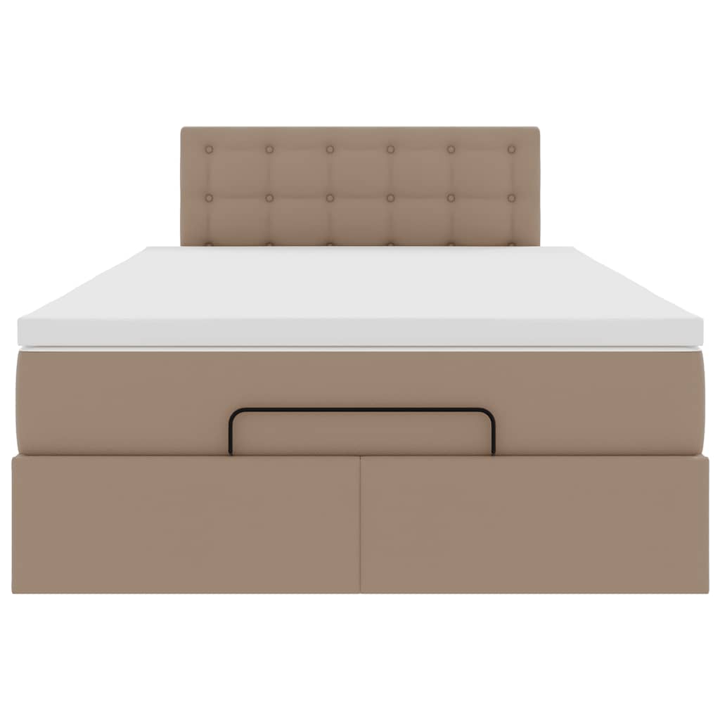 Cadre de lit ottoman et matelas cappuccino 120x190cm similicuir