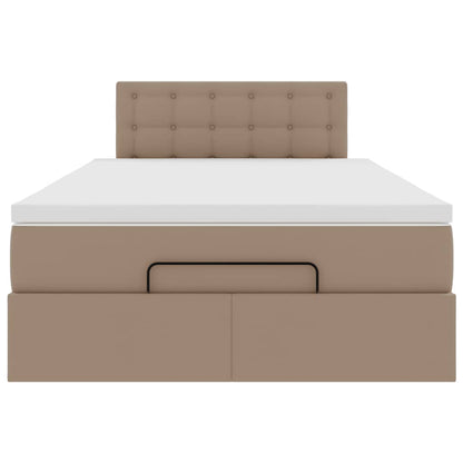 Cadre de lit ottoman et matelas cappuccino 120x190cm similicuir