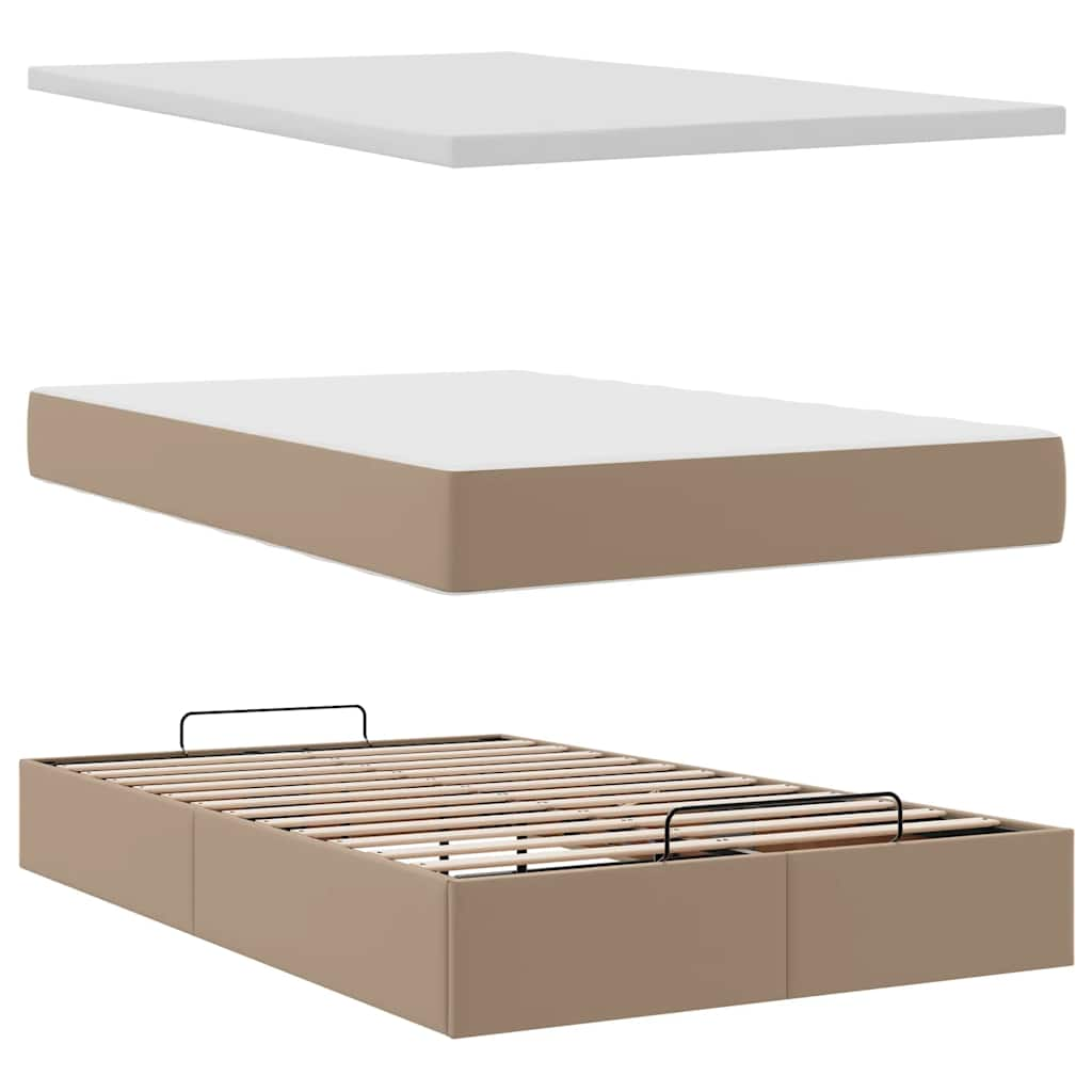 Cadre de lit ottoman et matelas cappuccino 120x190cm similicuir