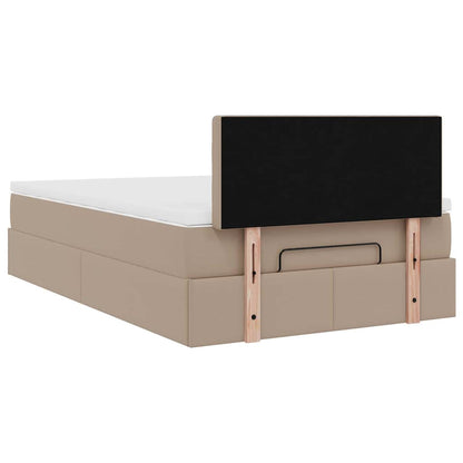 Cadre de lit ottoman et matelas cappuccino 120x190cm similicuir