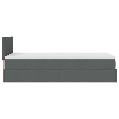 Lit ottoman avec matelas gris foncé 90x200 cm tissu