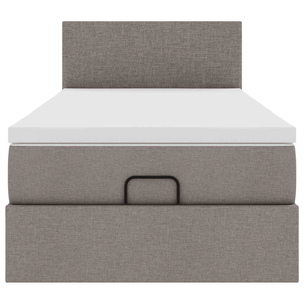 Lit ottoman avec matelas taupe 90x200 cm tissu