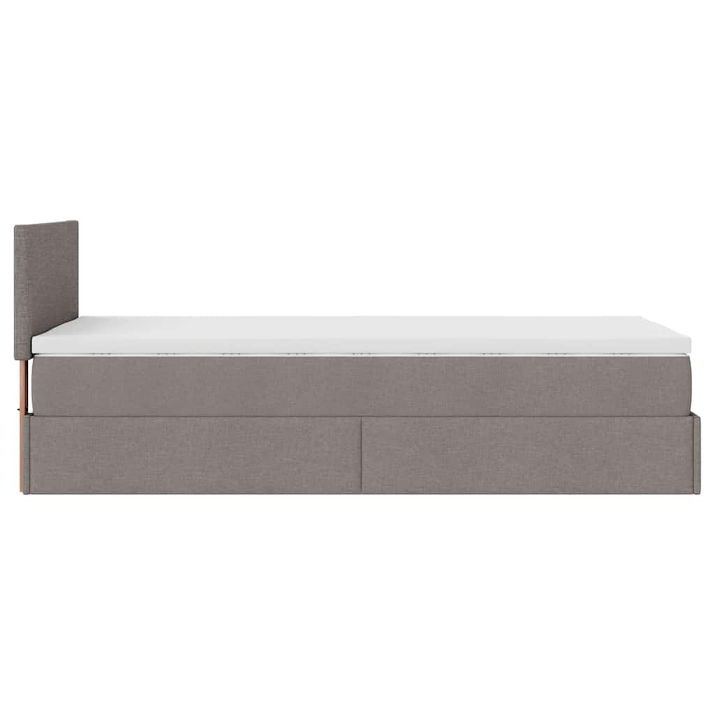 Lit ottoman avec matelas taupe 90x200 cm tissu