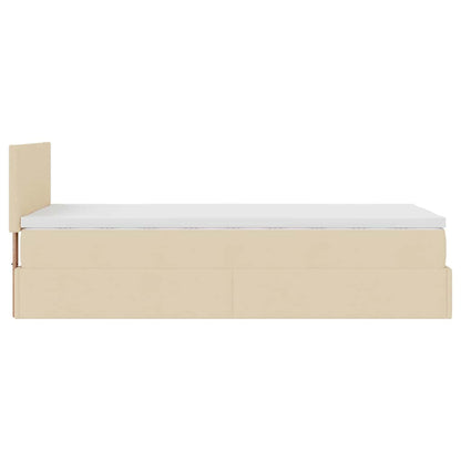 Lit ottoman avec matelas crème 90x200 cm tissu