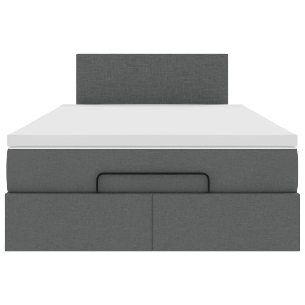 Lit ottoman avec matelas gris foncé 120x190 cm tissu