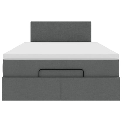 Lit ottoman avec matelas gris foncé 120x190 cm tissu