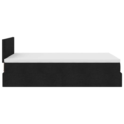 Lit ottoman avec matelas noir 120x190 cm tissu