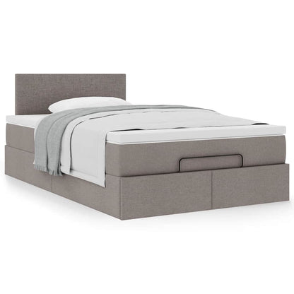 Cadre de lit ottoman avec matelas taupe 120x190 cm tissu