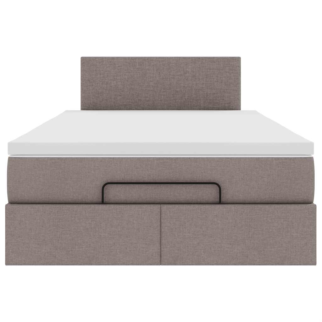 Cadre de lit ottoman avec matelas taupe 120x190 cm tissu